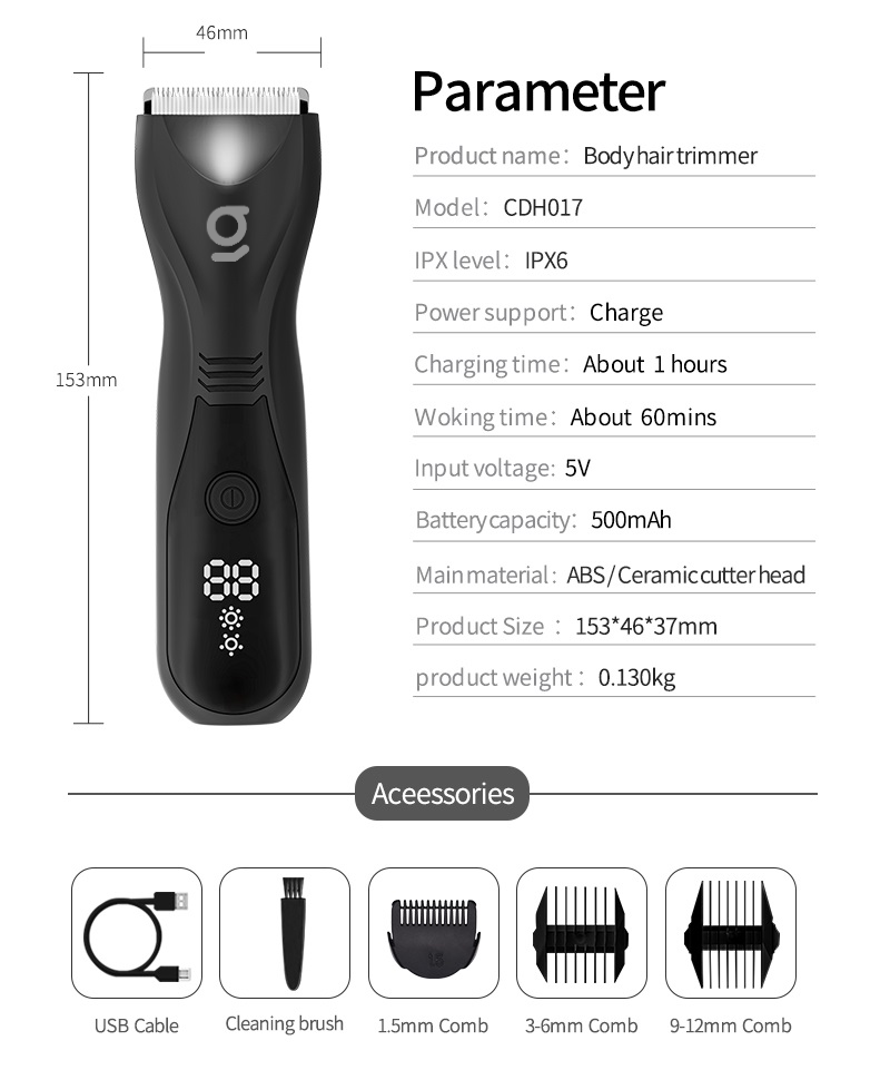 
                  
                    Waterproof LED Silent Mini Body Hair Grooming Kit
                  
                