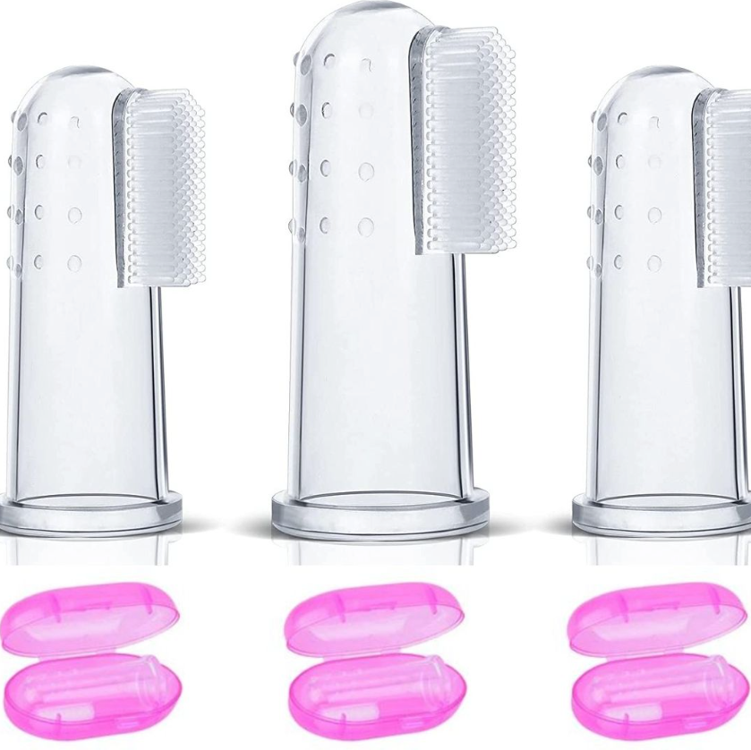 Baby Silicone Finger Toothbrush - 3 Pack - Pink