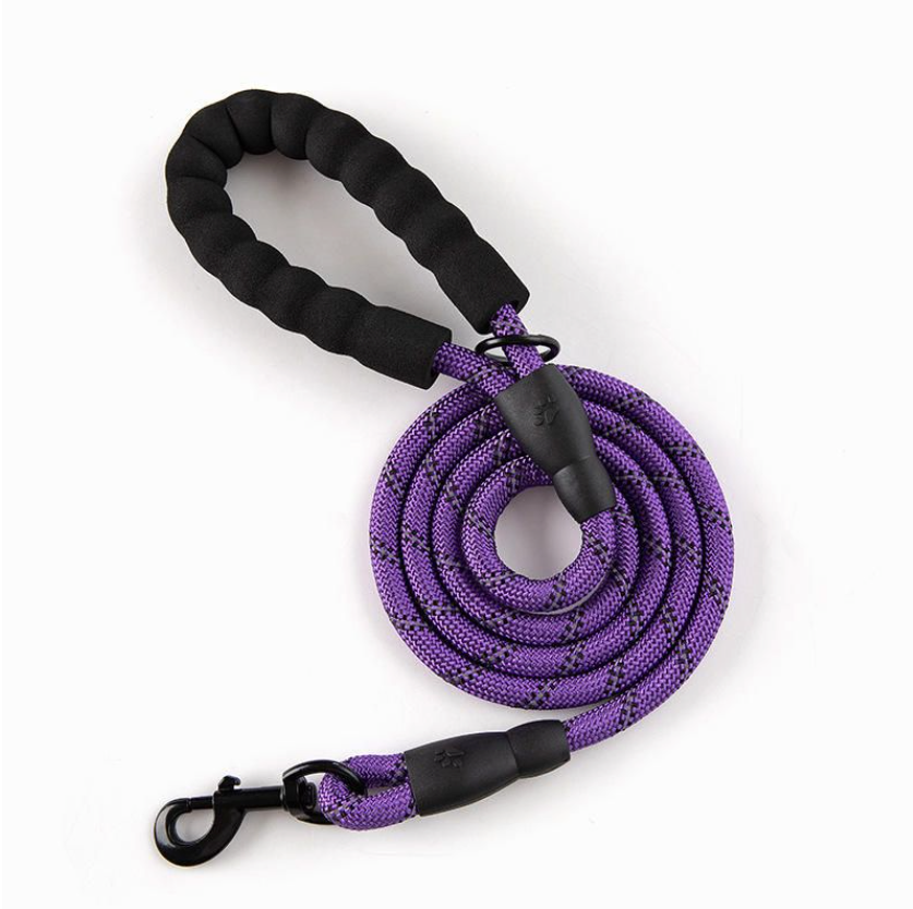 1.7 Meter Reflective Pet Rope Lead / Leash With Metal Clip Hook - Purple