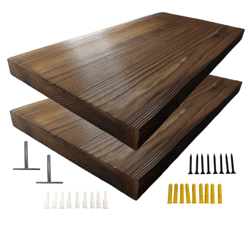 100% Solid Wood Floating Shelves - 2 Shelves