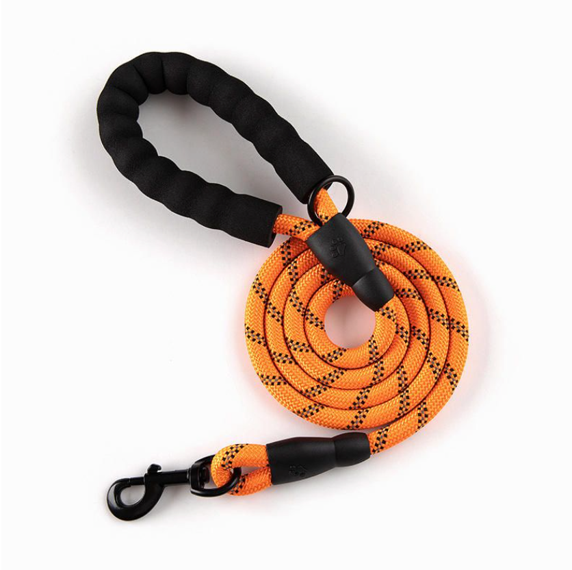 2 Meter Reflective Pet Rope Lead / Leash With Metal Clip Hook - Orange