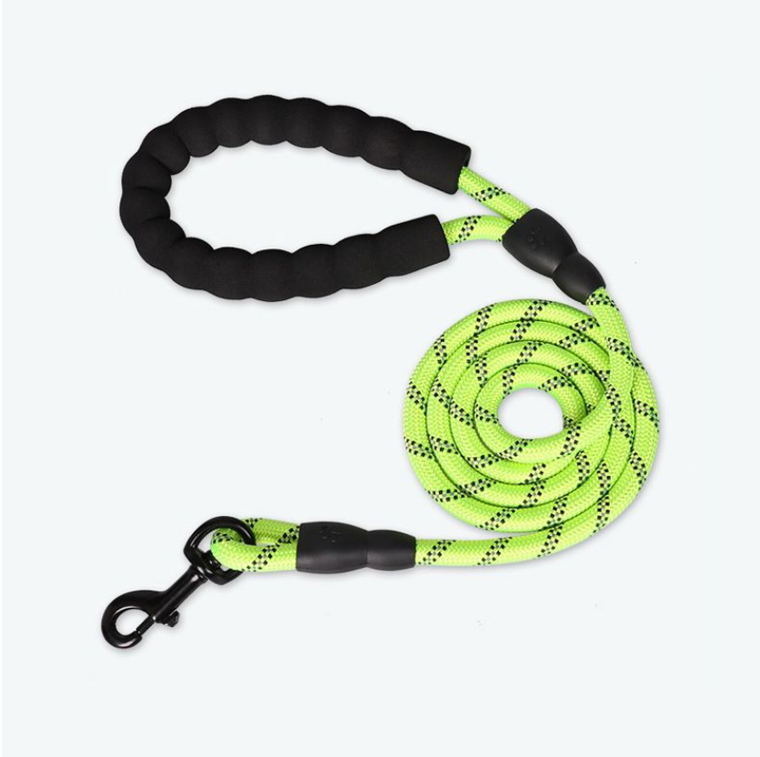2 Meter Reflective Pet Rope Lead / Leash With Metal Clip Hook - Yellow