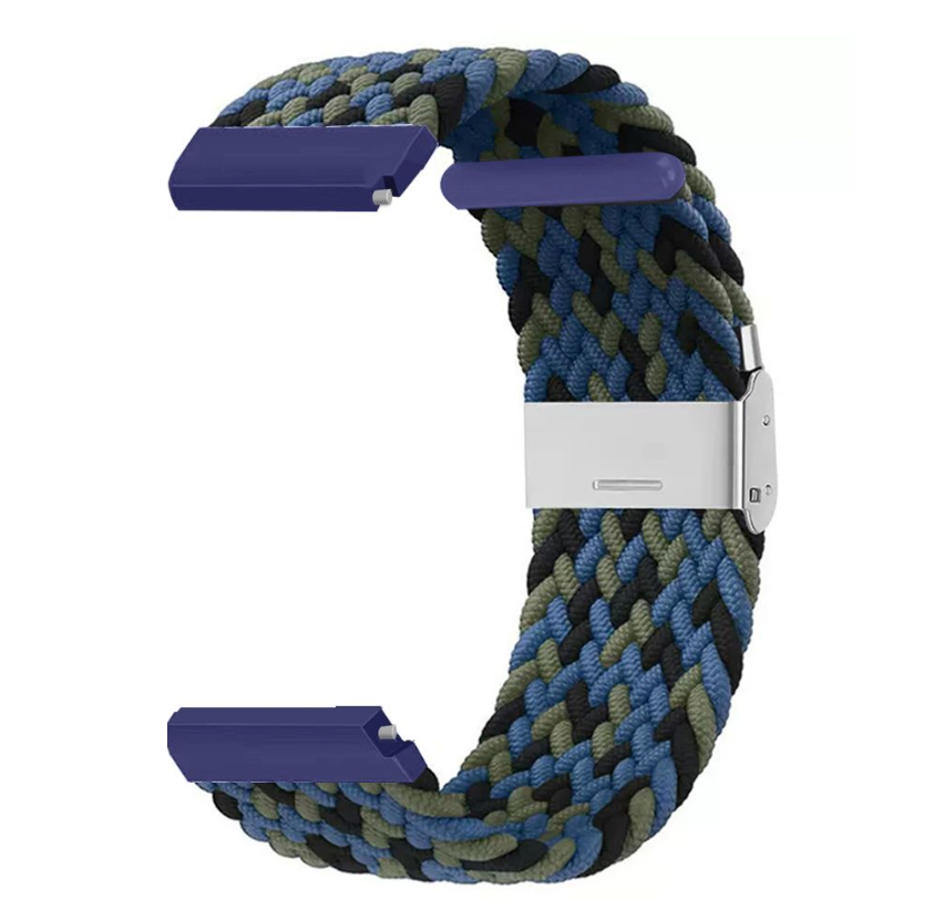 20mm Adjustable Braided Fabric Band for Samsung / Garmin / Huawei Watches - Blue Cam