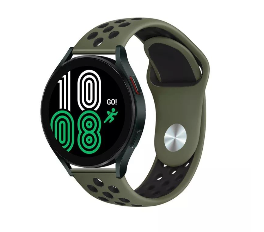 20mm Silicone Sport Band for Samsung Galaxy Watch - Army Green & Black
