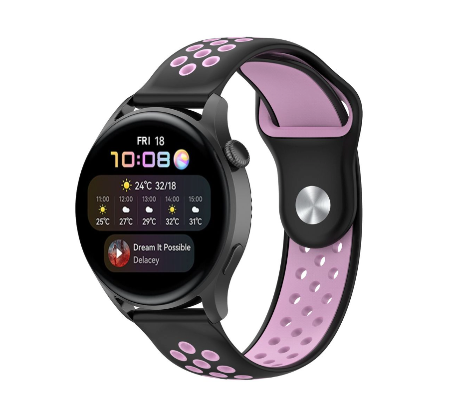 20mm Silicone Sport Band for Samsung Galaxy Watch - Black & Light Pink