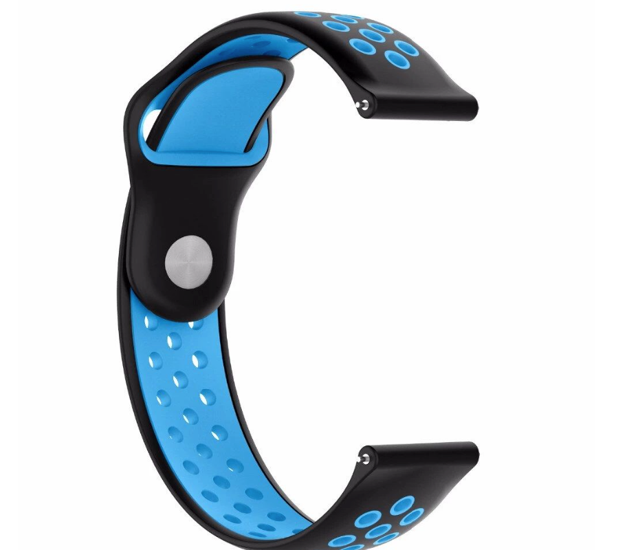 20mm Silicone Sport Band for Samsung Galaxy Watch - Black & Sky Blue