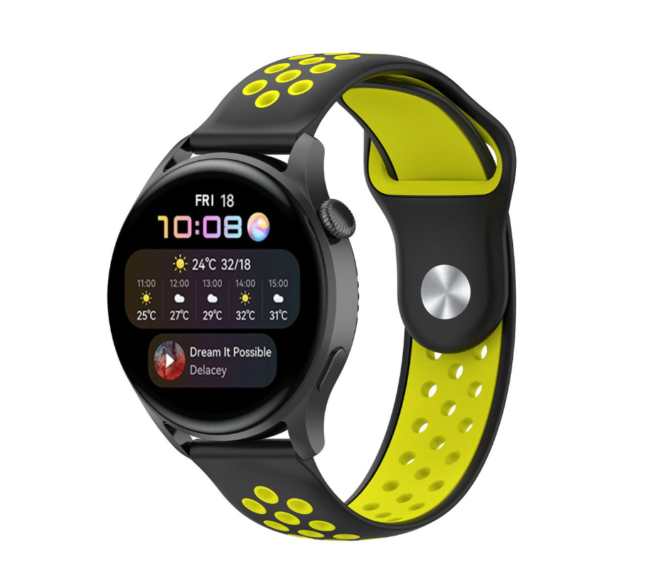 20mm Silicone Sport Band for Samsung Galaxy Watch - Black & Yellow