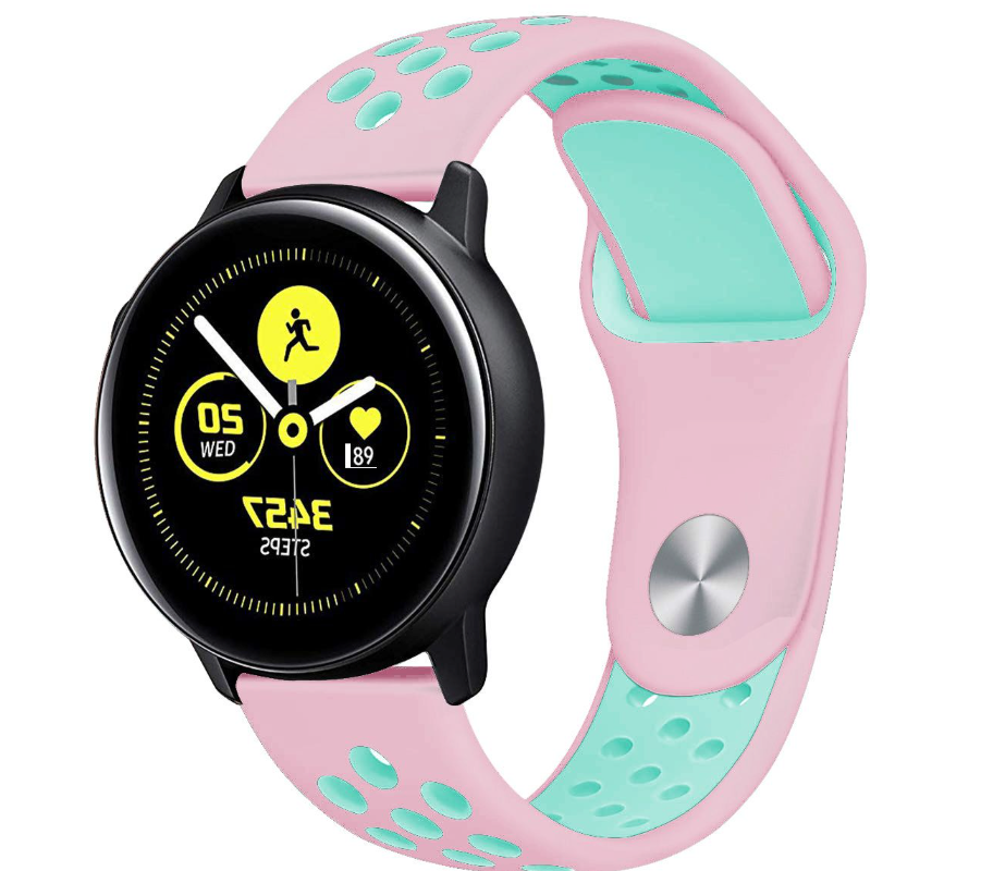 20mm Silicone Sport Band for Samsung Galaxy Watch - Pink & Green