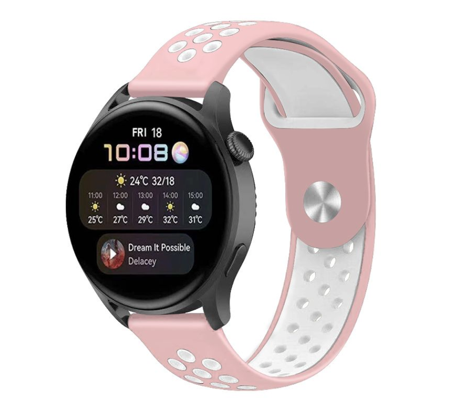 20mm Silicone Sport Band for Samsung Galaxy Watch - Pink & White