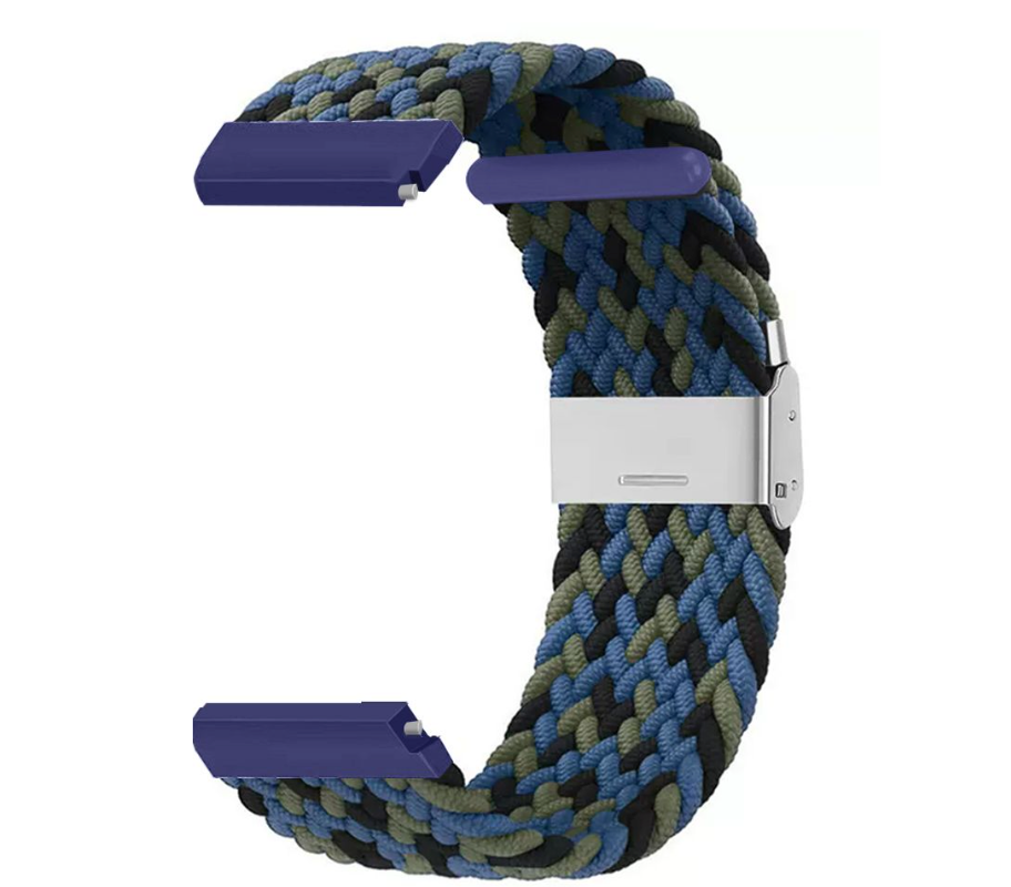 22mm Adjustable Braided Fabric Band for Samsung / Garmin / Huawei Watches - Blue Cam