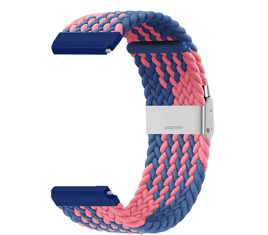 22mm Adjustable Braided Fabric Band for Samsung / Huawei / Garmin Watches - Blue Pink Z