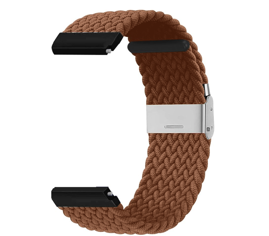 22mm Adjustable Fabric Braided Band For Samsung / Huawei / Garmin Watches - Coffee