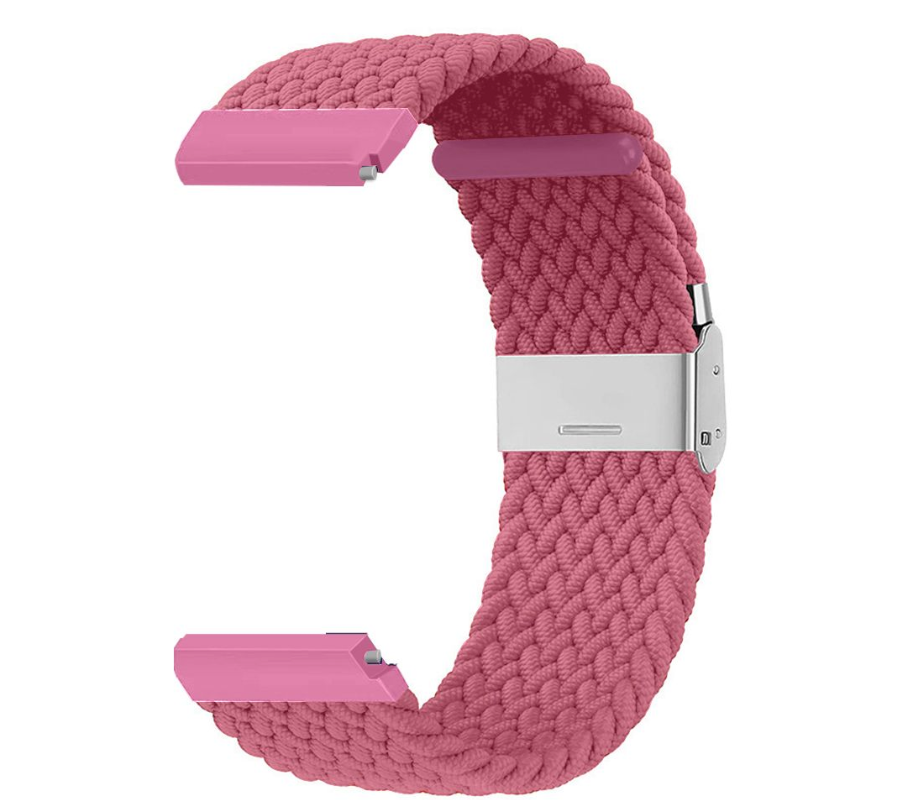 22mm Adjustable Fabric Braided Band For Samsung / Huawei / Garmin Watches - Pink