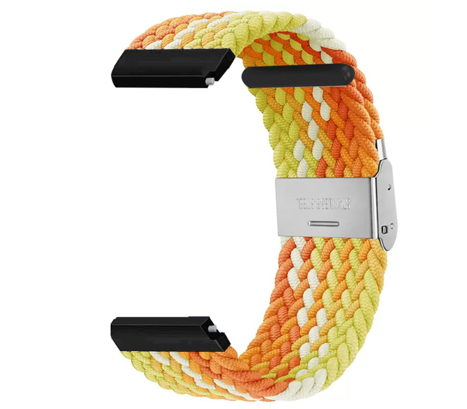 22mm Braided Fabric Band for Samsung, Huawei, Garmin Watches - Bright Orange