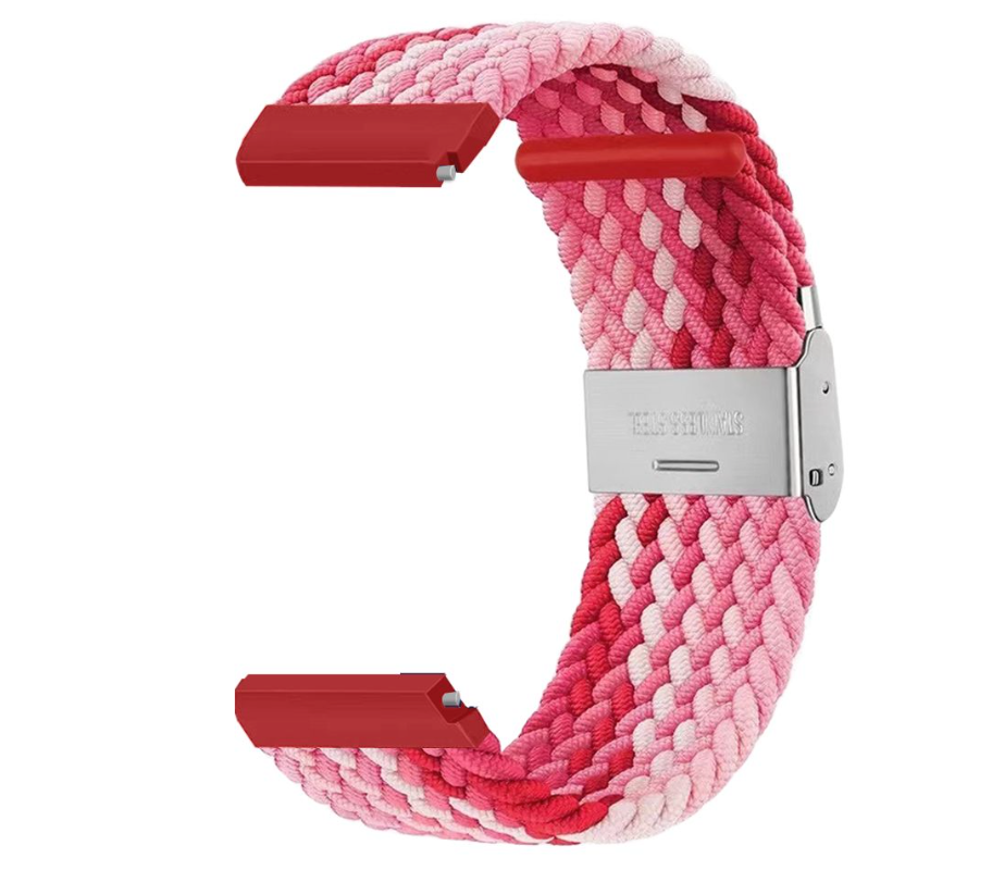22mm Braided Fabric Band for Samsung, Huawei, Garmin Watches - Strawberry