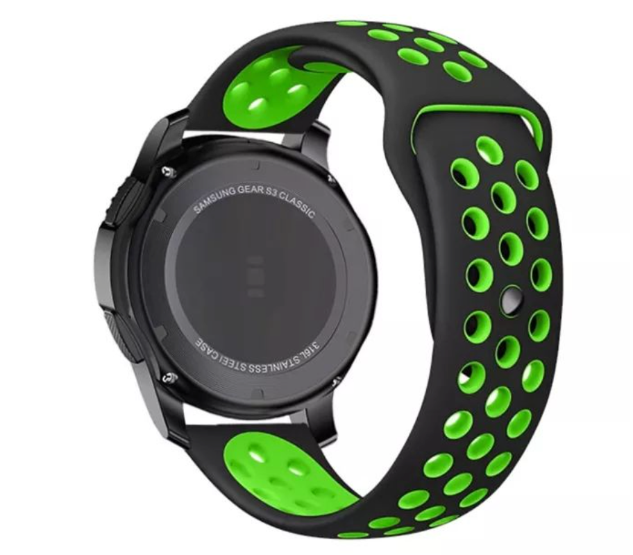 22mm Silicone Sport Band for Samsung Galaxy Watch - Black & Florescent Green