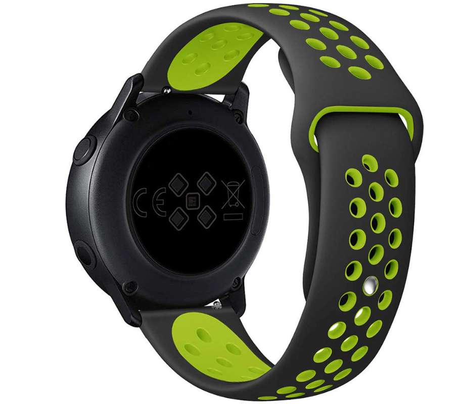 22mm Silicone Sport Band for Samsung Galaxy Watch - Black & Green