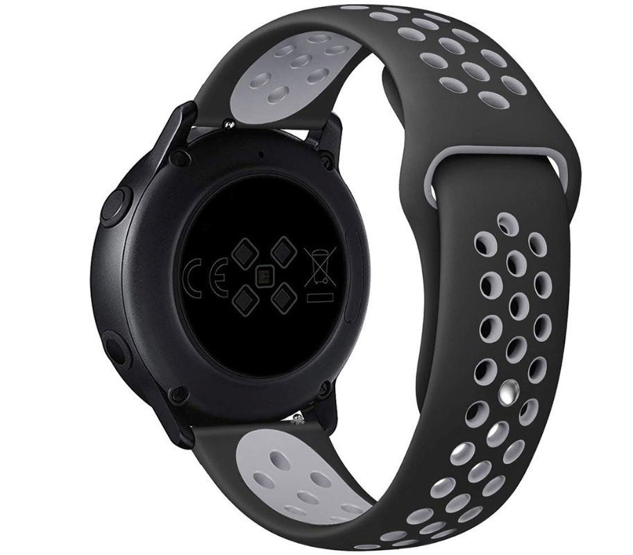 22mm Silicone Sport Band for Samsung Galaxy Watch - Black & Grey