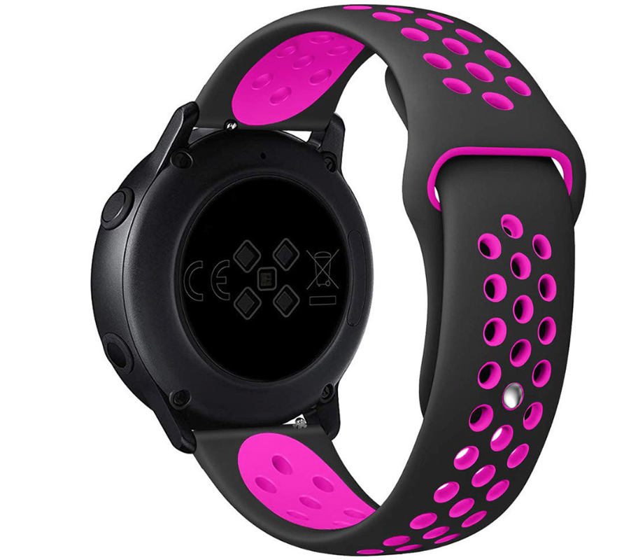 22mm Silicone Sport Band for Samsung Galaxy Watch - Black & Pink