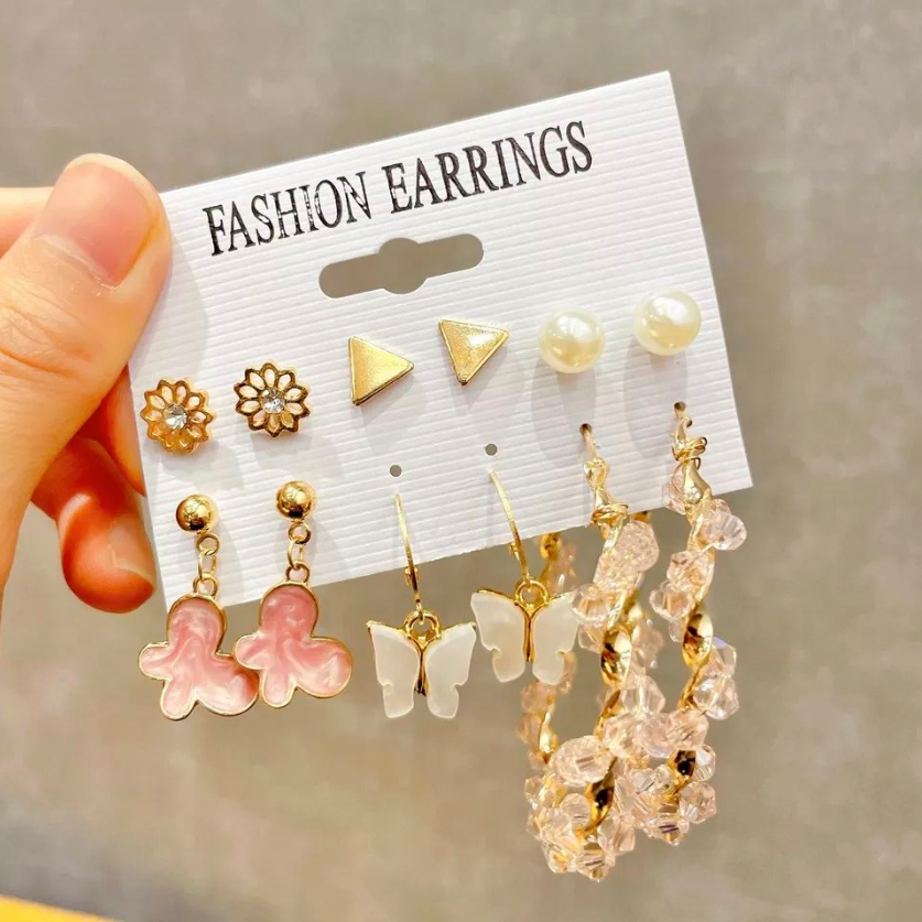 
                  
                    Acrylic Butterfly Dangle & Stud Earring Set - 6 Pairs
                  
                