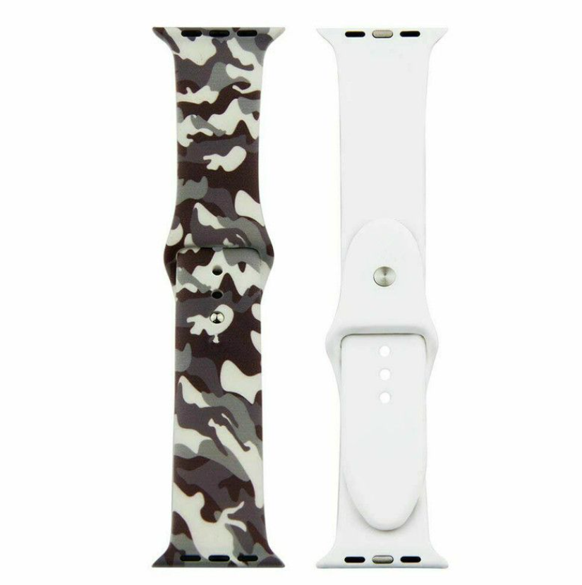 Camo Watch Strap / Band Compatible with Apple Watch - 42/44/45 mm - Grey Camo