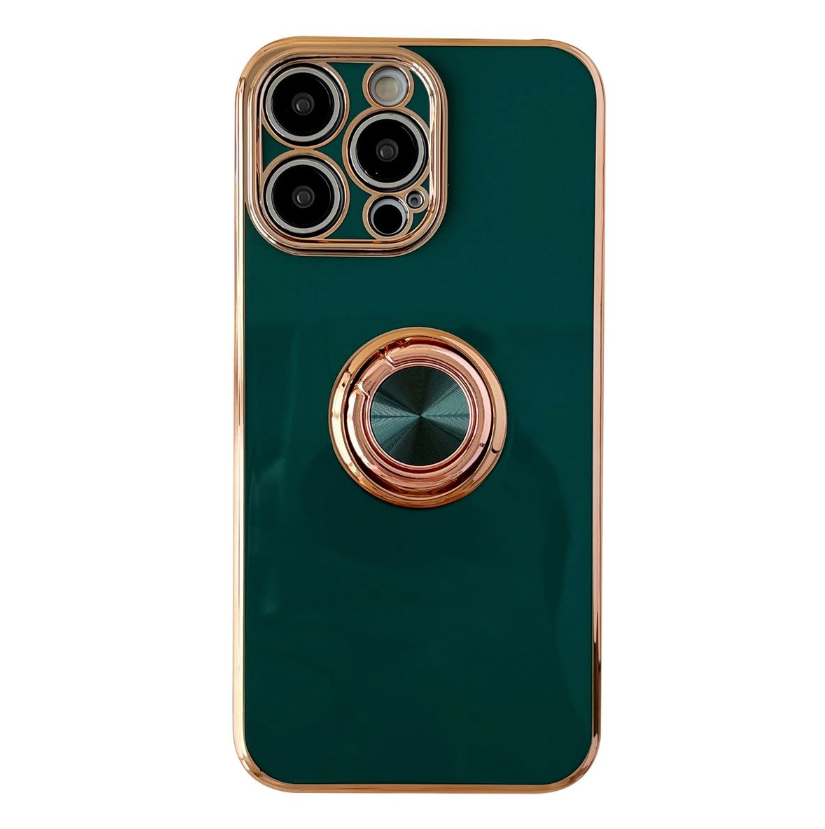 Classic Electroplated Design Phone Cover For iPhone 13 Pro - Dark Green